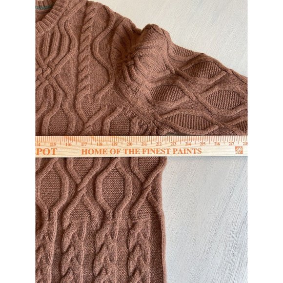 Lands'‎ End Men's Brown Lambswool Cable Crewneck Size Large 42-44 - Picture 6 of 11
